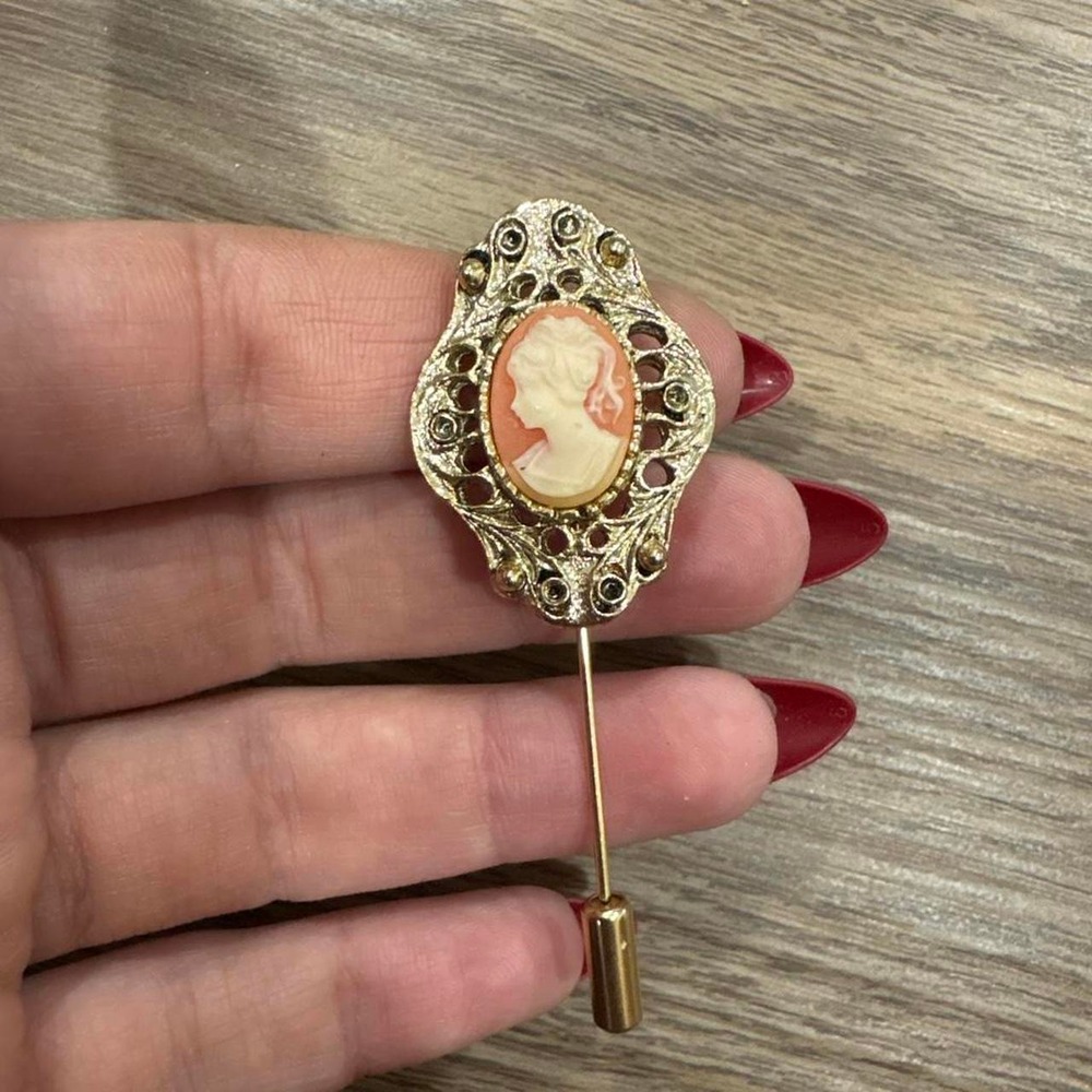 Vintage cameo lapel pin